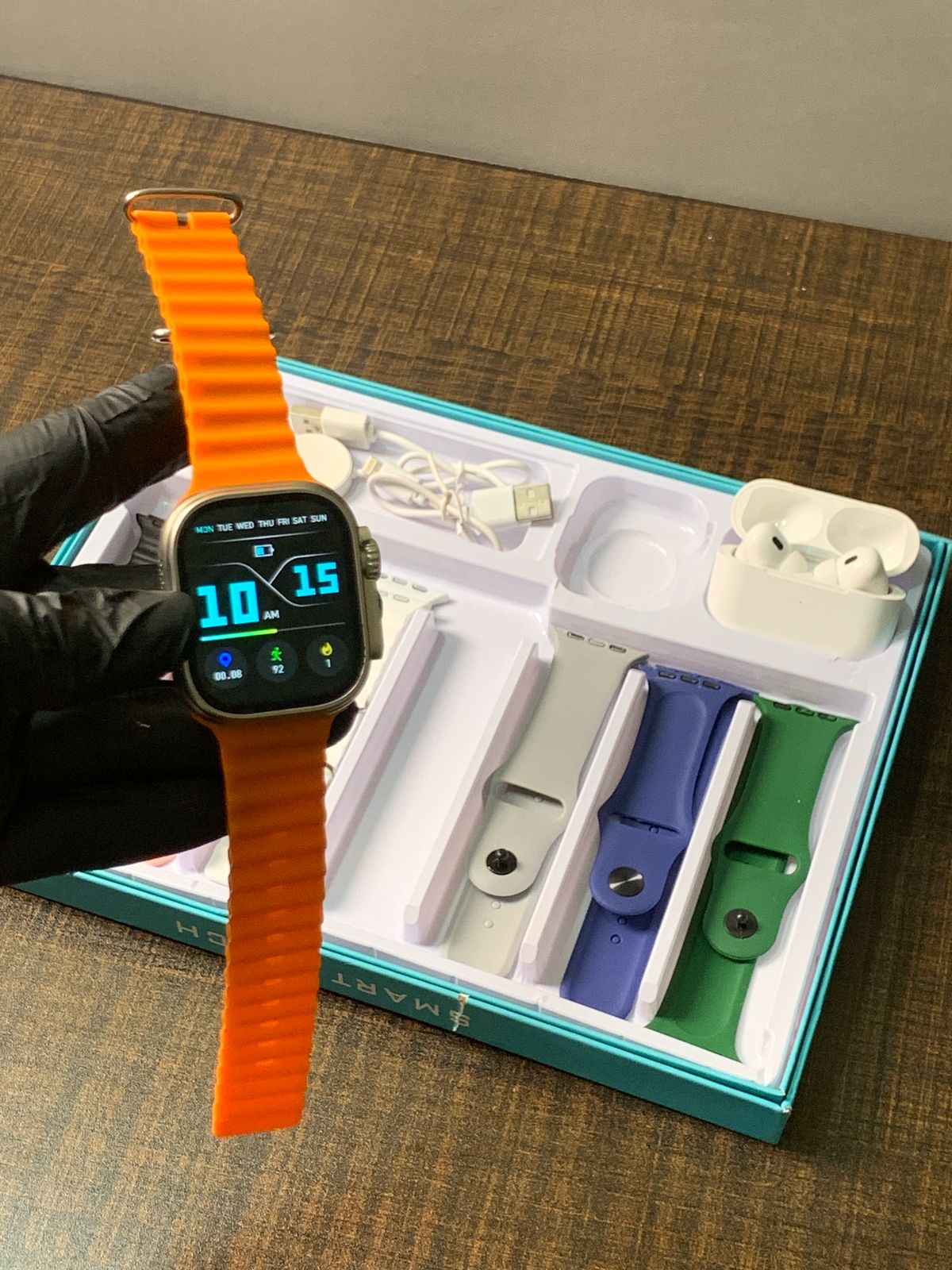 7-Strap Digital Watch with Ear buds