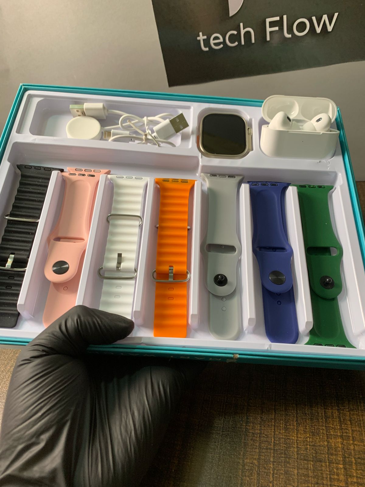 7-Strap Digital Watch with Ear buds